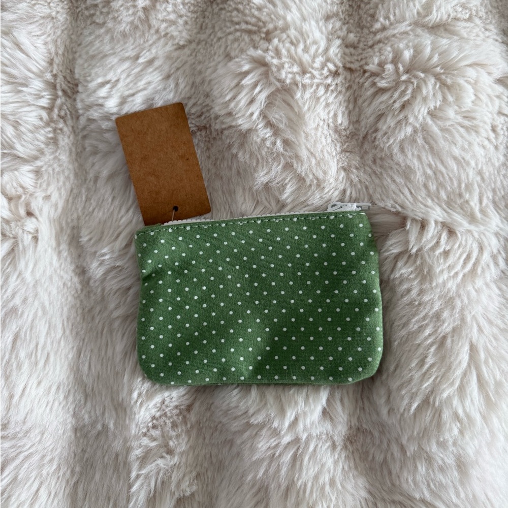 Brandy Melville Green Polka Dot Zip Pouch